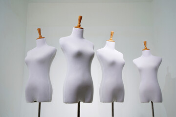 Group of  vintage mannequin  tailor's mannequin isolated on white