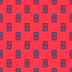 Obraz na płótnie Canvas Blue line Buy cinema ticket online icon isolated seamless pattern on red background. Service Concept. Vector