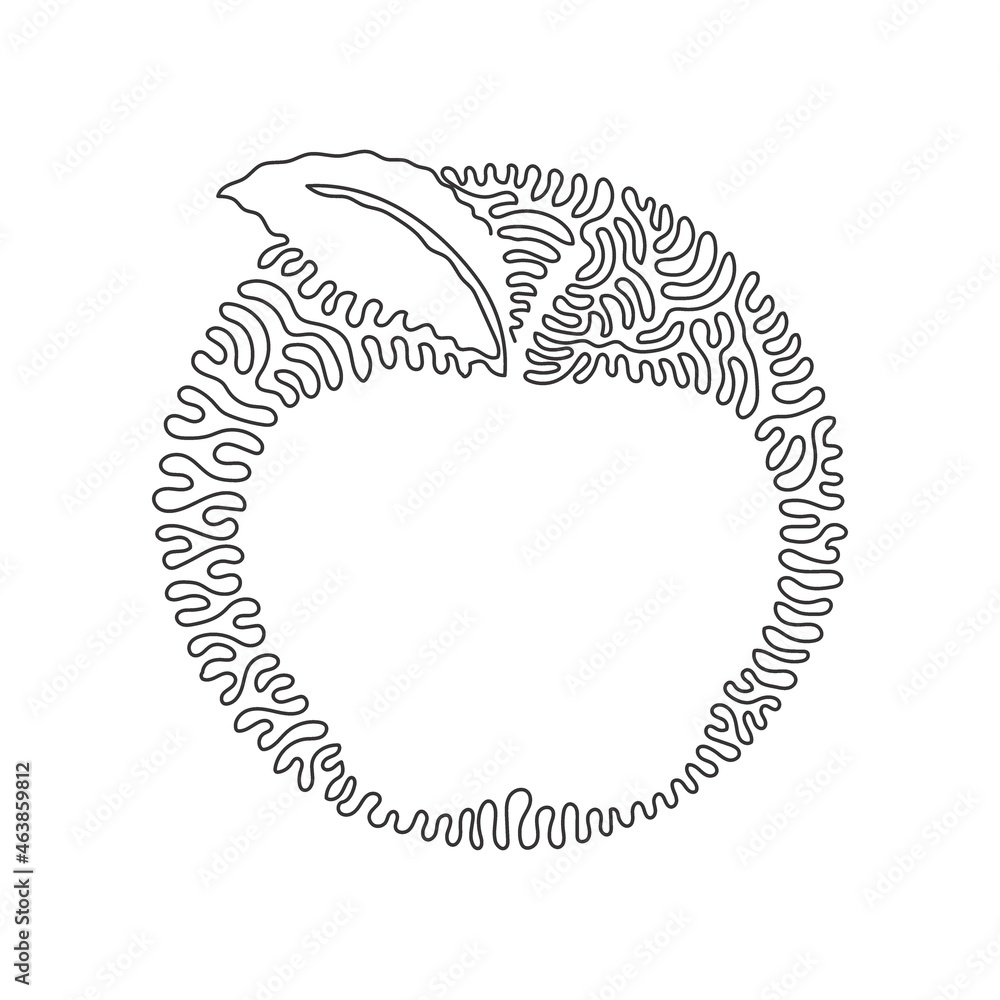 Poster single continuous line drawing apple fruit fresh appetizing delicious food. healthy food single obje