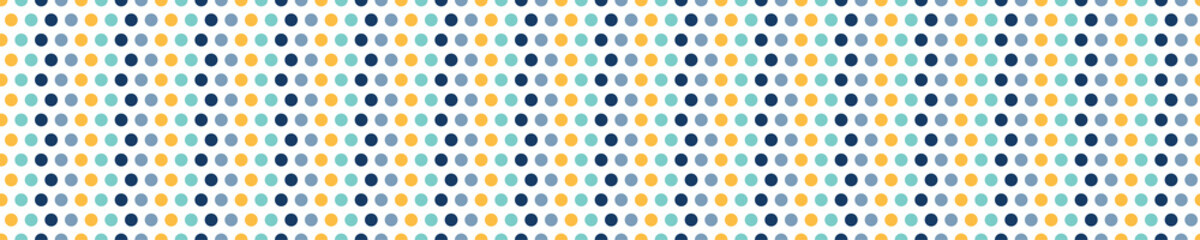 Fototapeta na wymiar Seamless pattern with yellow and blue circles. Cute and childish design for fabric, textile, wallpaper, bedding, swaddles or gender-neutral apparel.