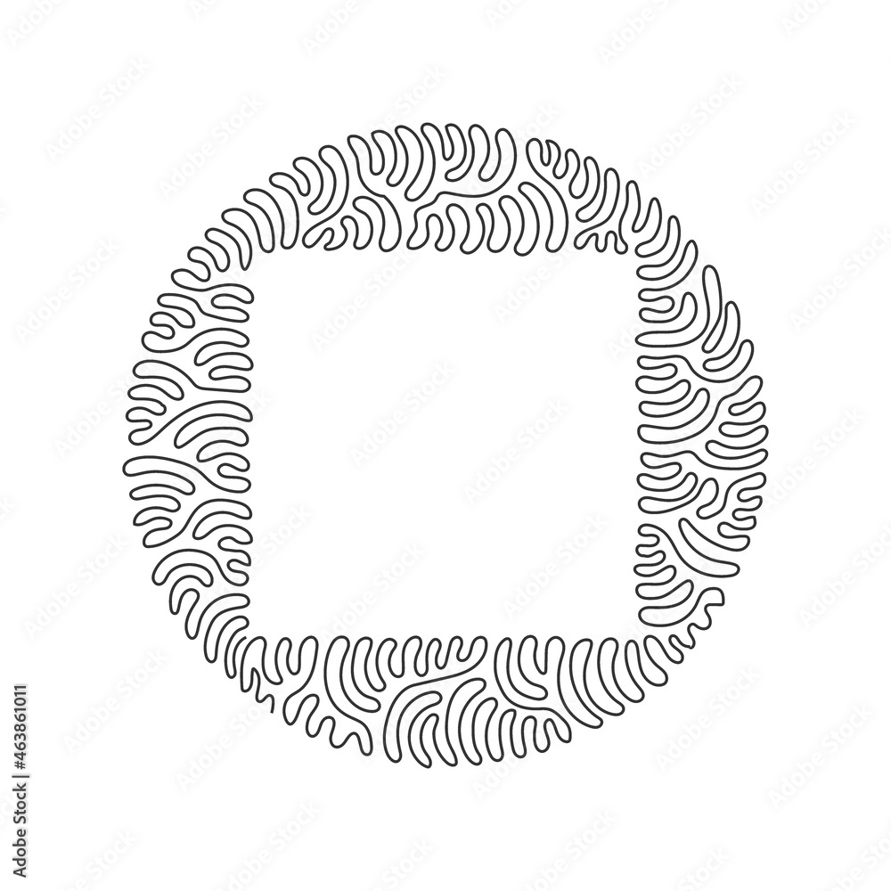 Poster single one line drawing single square vector hand drawn, blank drawing frame isolated on white backg