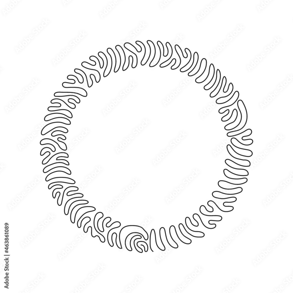 Poster single continuous line drawing flat design circle icon. black geometric shape. modern round object. 