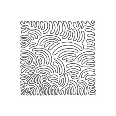 Continuous one line drawing vector hand drawn single square, blank drawing frame isolated on white background, black scribble lines. Swirl curl style. Single line draw design graphic illustration