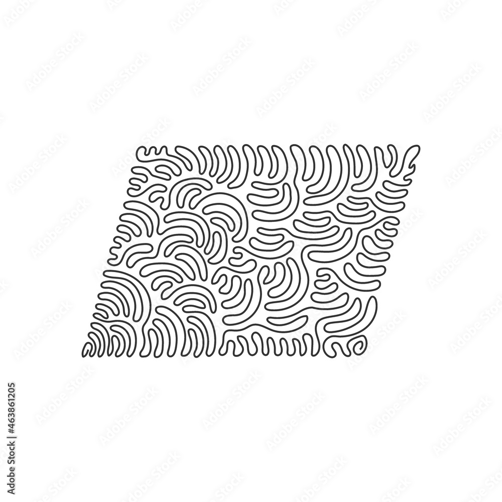 Poster single one line drawing geometric shapes, parallelogram icon. simple line, outline vector 3d figures
