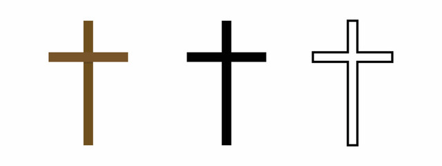 Cross symbol. Christian cross icon set. Vector illustration.