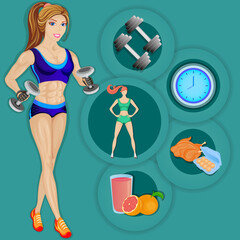 Obraz premium Go in for sports, maintain a healthy lifestyle and enjoy every moment, colored vector illustration
