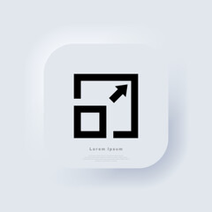 Compact size, change scale, resize picture, full screen icon. Neumorphic UI UX white user interface web button. Neumorphism. Vector illustration - obrazy, fototapety, plakaty
