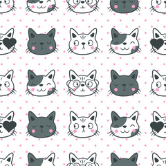 Fototapeta premium Cute cat seamless pattern background