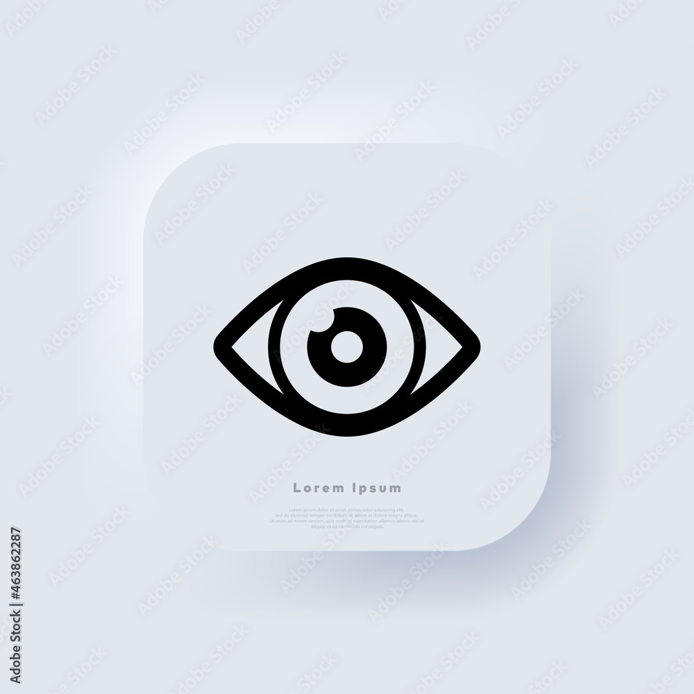 Poster vision icon. eye icon in black. neumorphic ui ux white user interface web button. neumorphism. vecto