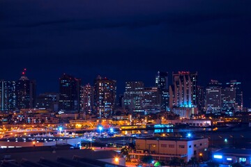 Fototapeta na wymiar Downtown Los Angeles, California, USA skyline at dawn.