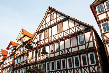 Half-timbered houses in old medieval town, Lower Saxony, Germany - 463862276