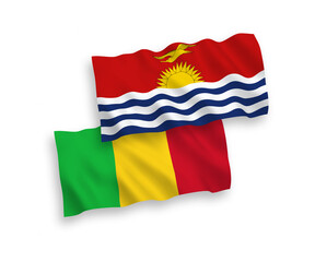 Fototapeta premium Flags of Republic of Kiribati and Mali on a white background