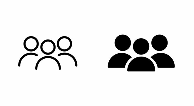 3 people line Icon editable stroke isolated on white background. Crowd sign. 3 three Persons symbol for your web site design, logo User Set, Men, Women person id business icons, button, vector