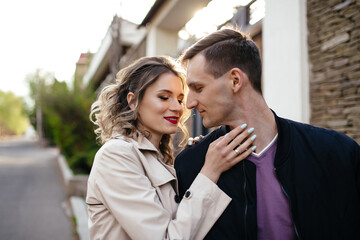 Happy Smiling Couple Relaxing Park.