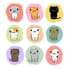 cute cats cartoon set vector