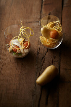 Moules frites � deconstructed mussels with potato straw