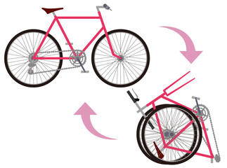 折りたためる自転車　クロスバイクのイラスト