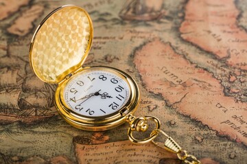 Pocket Watch on Old Map