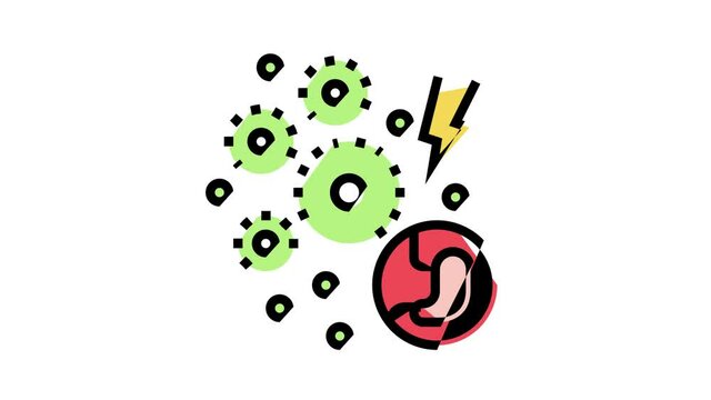infection digestion system animated color icon. infection digestion system sign. isolated on white background