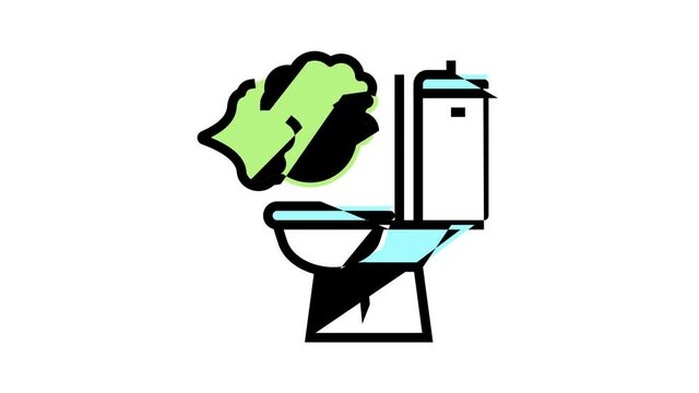 flatulence digestion system animated color icon. flatulence digestion system sign. isolated on white background