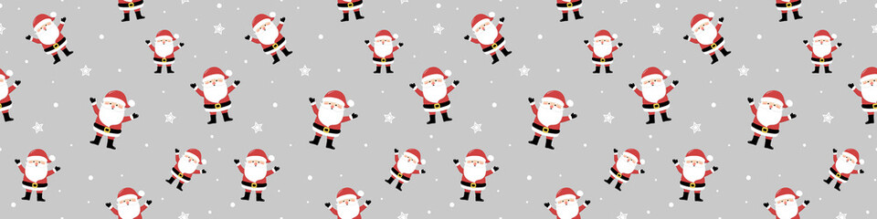 Christmas texture with Santa Claus. Seamless pattern. Panoramic header. Vector