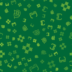 Set line Hexagram sheriff, Prison window and Safety goggle glasses on seamless pattern. Vector