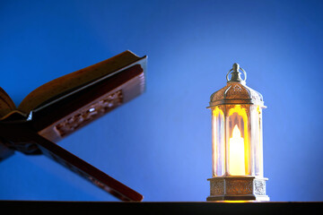 arabic lantern and holy koran