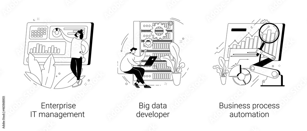Poster it software solutions abstract concept vector illustrations.