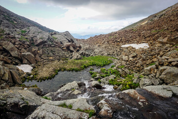 Beautiful stream in the Siberian mountains Sayan
