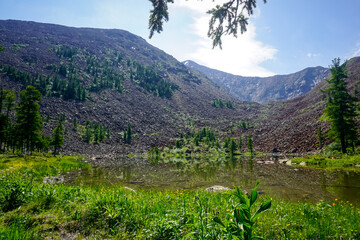 Beautiful lake in the Siberian mountains Sayan