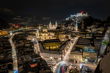 Cityview from Salzburg in the night