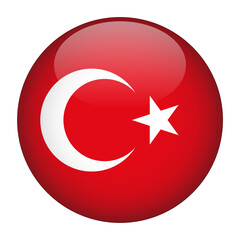 Turkey 3D Rounded Country Flag button Icon