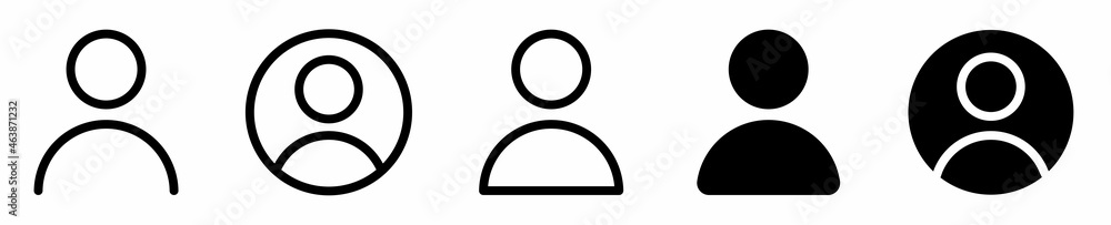Poster set user avatar icon, button, profile symbol, flat person icon. user profile login or access authent
