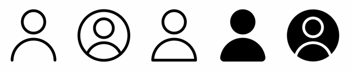 Set user avatar icon, button, profile symbol, flat person icon. User profile login or access authentication icon. Two-tone version on black and white background.Vector illuatration