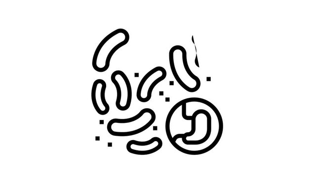bacteria or fungus of digestion system animated line icon. bacteria or fungus of digestion system sign. isolated on white background