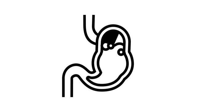 indigestion stomach animated line icon. indigestion stomach sign. isolated on white background