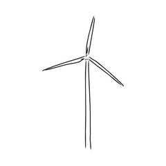 Wind power plant. Hand drawn vector illustration.