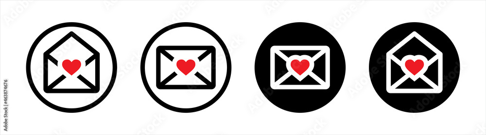 Poster message icons set. love message vector illustration. valentine love message icon. mail icon. mail re