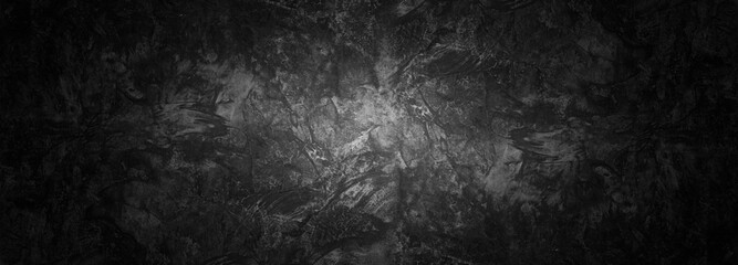 Fototapeta na wymiar Dark, gray concrete wall texture Halloween background concept. Scary background, horror texture panorama banner long. loft-style