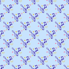 Abstract music notes seamless pattern background. musical illustration melody decoration
