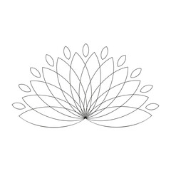 Lotus flower icon, design element, logo concept for your brand, black outline isolated on white background, vector illustration