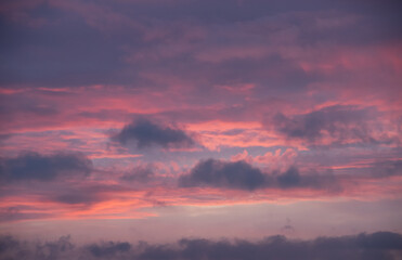 Red clouds in the sky at the morning