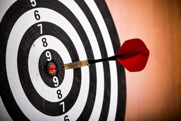 Closeup of a Dart in Bullseye