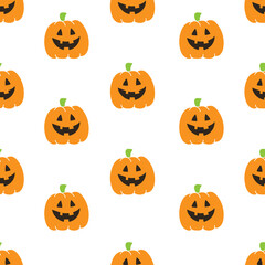 Cartoon pumpkin seamless pattern. Jack lantern pattern. Vector.
