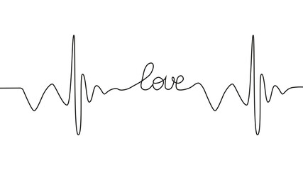 love lettering heartbeat design positive motivational optimist heart love.
