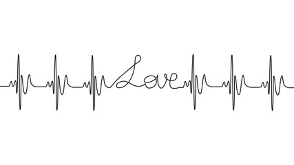 love lettering heartbeat design positive motivational optimist heart love.