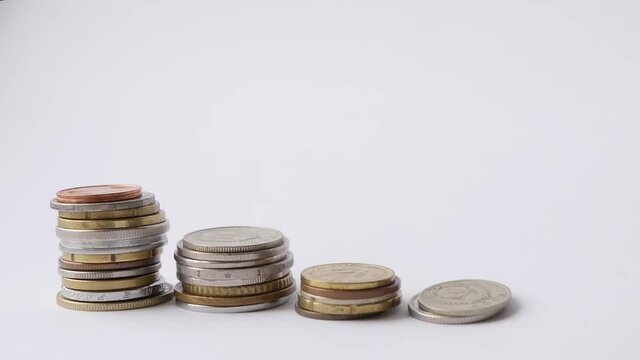 Stacks of coins video. Financial management concept. Money growth 