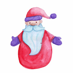 Watercolor Santa Christmas toy. Vector illustration.