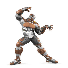 future soldier is doing some magic moves on white background side view