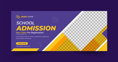 School admission web banner and facebook timeline cover template - obrazy, fototapety, plakaty